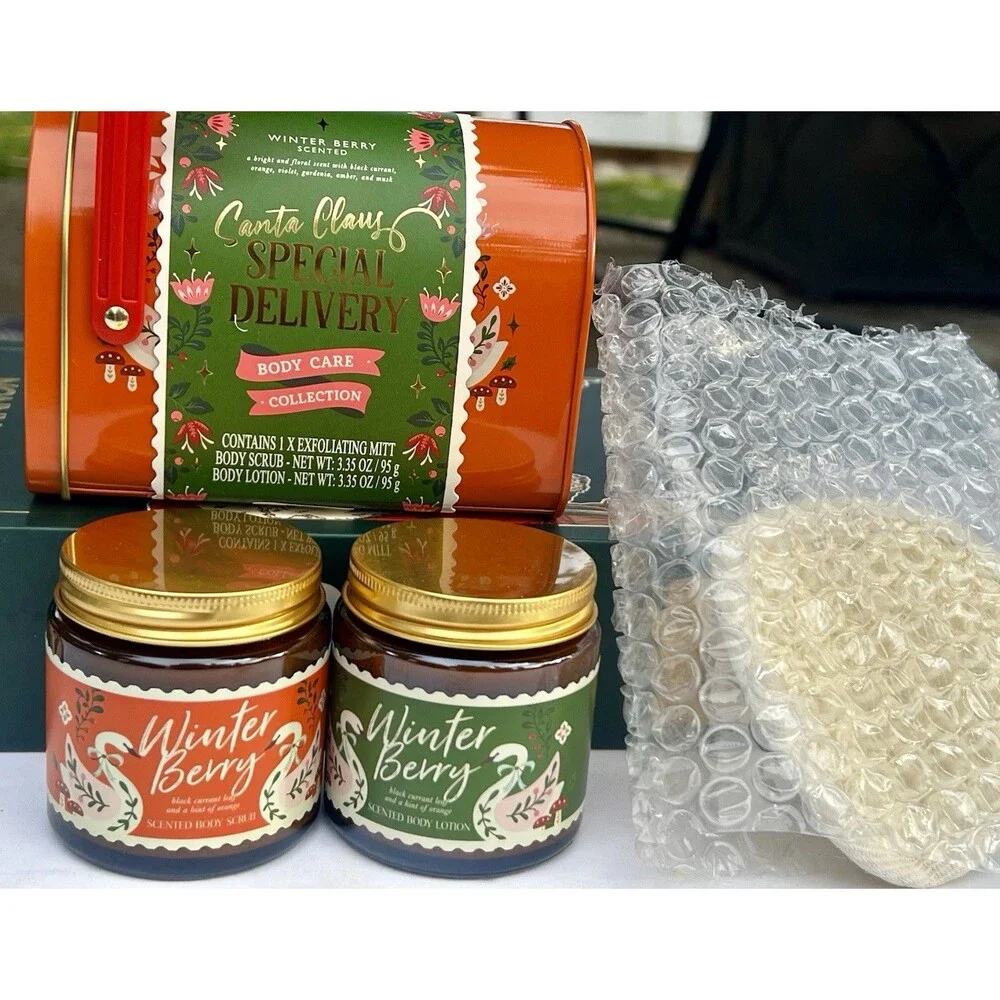 World Market Special Delivery Winter Berry Body Care Gift Set Mailbox Tin